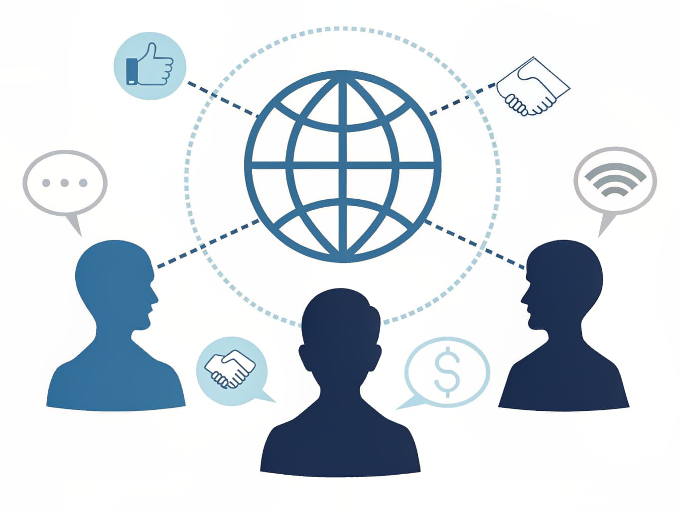 Illustration of professionals connected across a global network